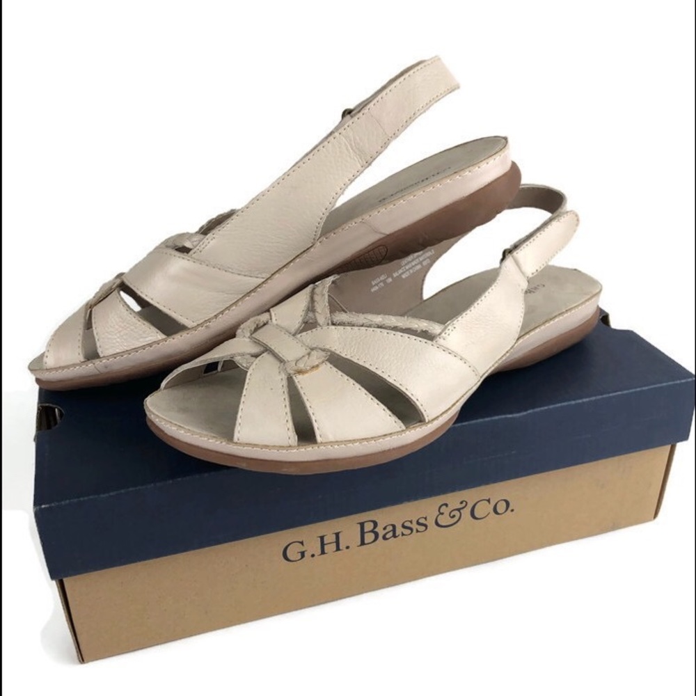 GH Bass Slingback beige leather sandals Size 10M
